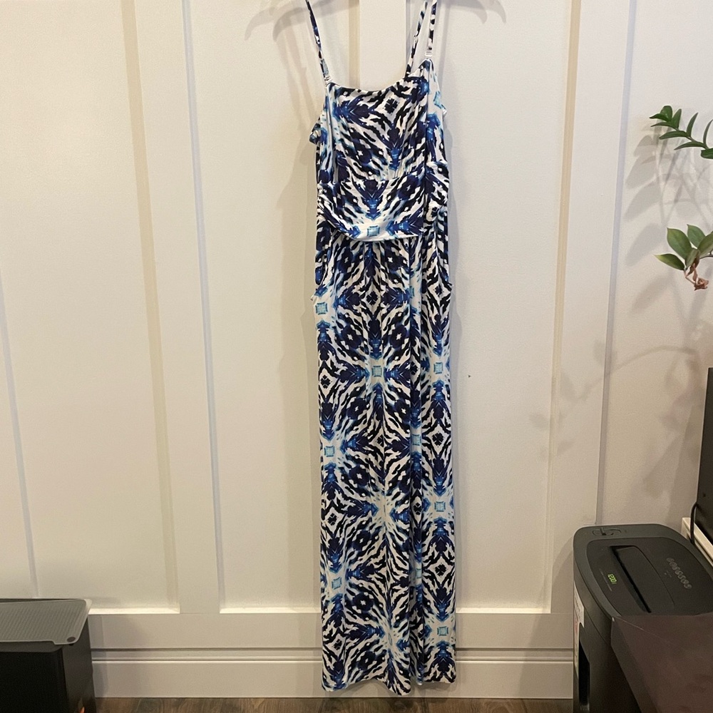 Cynthia Rowley Blue and White Abstract Dress